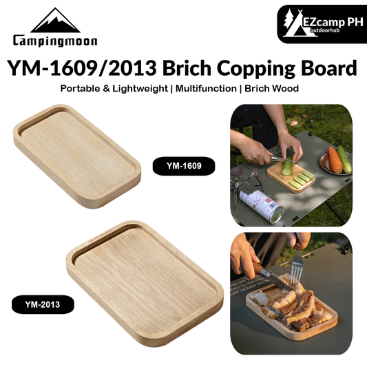 Campingmoon YM-1609/2013 Brich Copping Board Portable Lightweight Wood Cutting Board Double Sided Outdoor Camping Wooden Serving Plate Lunch Box Add-on