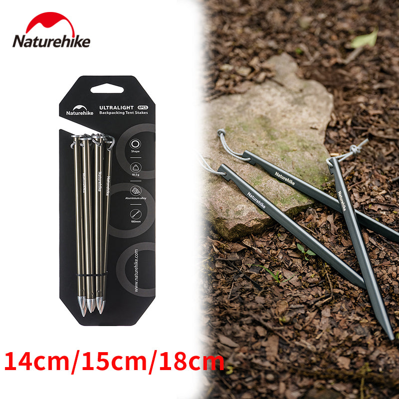 Naturehike 6Pcs Tent Stakes Pegs Portable Aluminum Alloy Camping Tent Stakes Shelter Nail Durable Impact Resistant Outdoor Camping Hiking Accessories