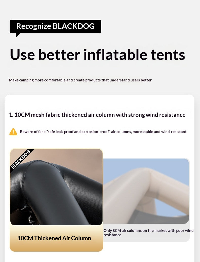 Blackdog BLACK HOME AIR 5.8 Inflatable Tent 3-4 Persons Dome Style Fast Build Waterproof Black Vinyl Coated Sunscreen With Electric Air Pump Outdoor