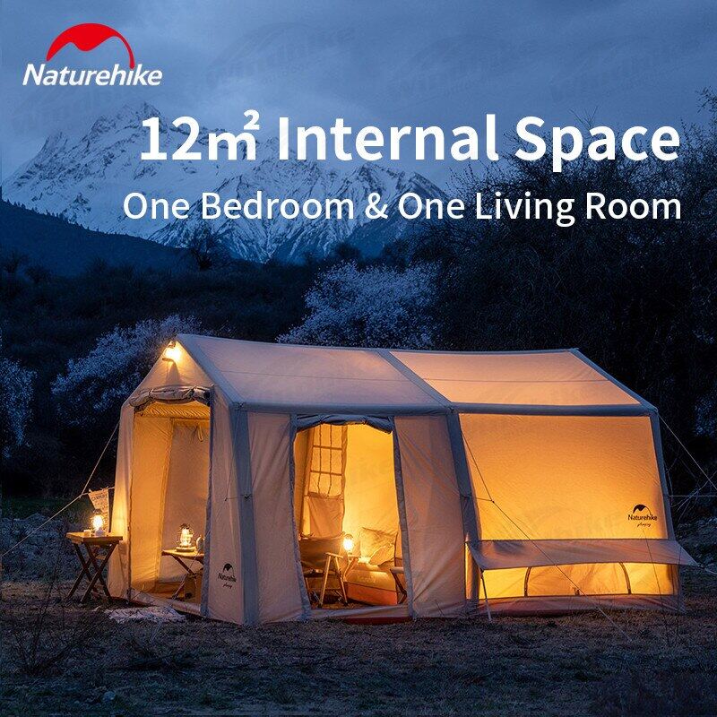 Naturehike AIR Series 12X Air Inflatable Luxury Glamping Tent Waterproof Blended Cotton for 6 Person Large 12m² Space Camping 1 Bedroom 1 Living Room