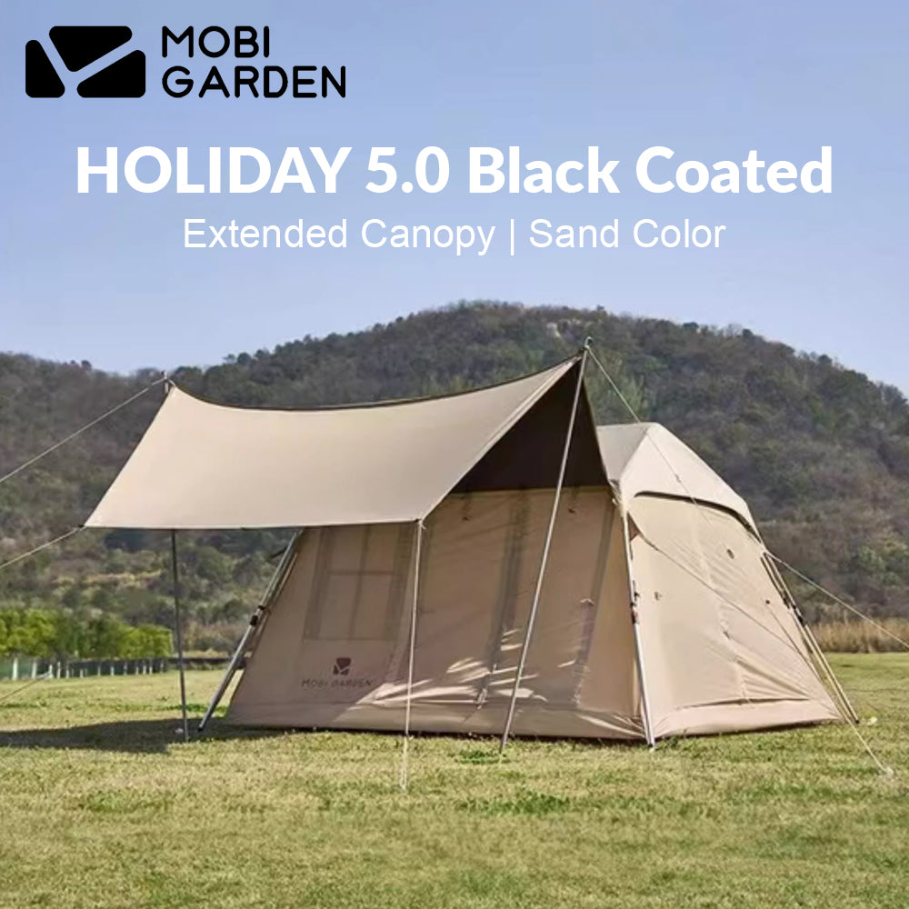 Mobi Garden HOLIDAY Series 5.0 Fast Automatic Cabin Style Tent for 3-4 Person Waterproof Silver Coated Sunscreen Quick Open Outdoor Camping Tent Mobigarden village 5 Mountain Residence