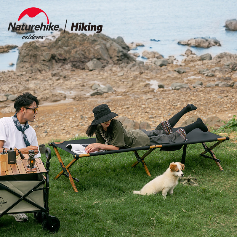 Naturehike XJC03 Folding Camping Bed Portable Ultralight Sleeping Army Cot With Side Storage Bag 150kg Max Load X-Type Aluminum Alloy Support Outdoor