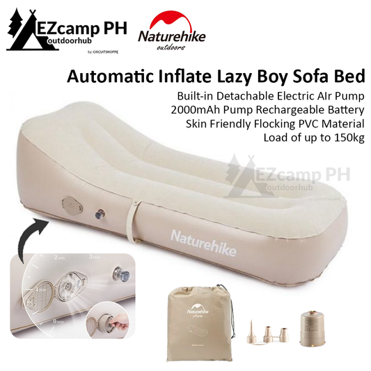 Naturehike Automatic Inflate Lazy Boy Sofa Bed Built-in Detachable Electric Air Pump 2000mAh USB Charging Camping Portable Inflatable Sleeping Air Bed