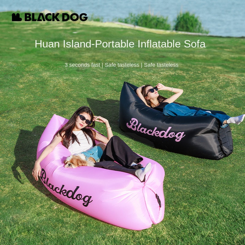 BLACKDOG Air Inflatable Lazy Boy Sofa Bed Outdoor Ultra-light Portable Air Matress Bed Tear-resistant Puncture-resistant Foldable Island Sleeping Pad Camping Hiking Travel Picnic Supplies Original Black Dog