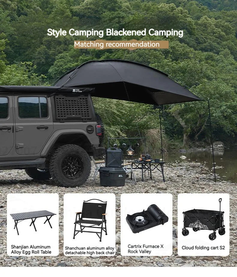 MOBI GARDEN Car Canopy Outdoor Portable Lightweight Convenient Black Advance Car Rear Canopy Car Side Tent Car Tail Tent Waterproof Sunscreen