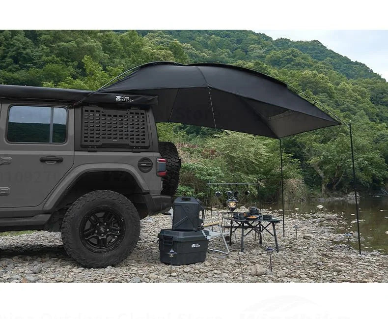 MOBI GARDEN Car Canopy Outdoor Portable Lightweight Convenient Black Advance Car Rear Canopy Car Side Tent Car Tail Tent Waterproof Sunscreen