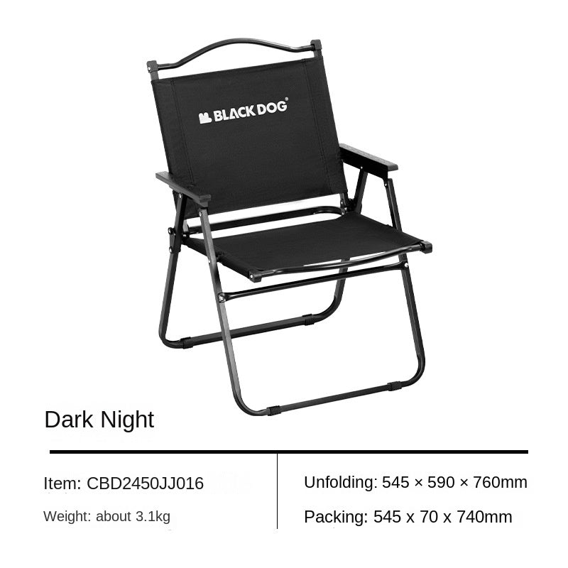 BLACKDOG MOUNTAIN SOUL Black Portable Folding Kermit Chair Travel Ultralight Low High PRO Foldable Chair up to 190kg Max Load Thick Carbon Steel Frame