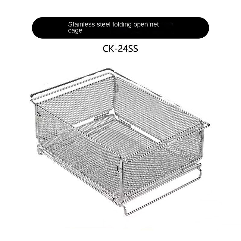 Campingmoon CK-24BK Folding Storage Basket IGT Compatible Tray Stackable Mesh Open Net Equipment 1-Unit IGT Table Accessories Add-on
