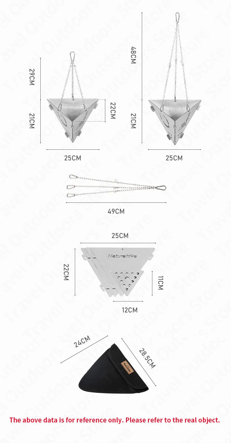 Naturehike Triangle Burning Platform Portable Ultralight Stainless Steel Grill Bonfire Rack Warm Oneself Hanging Furnace Fire Bowl Camping Outdoor