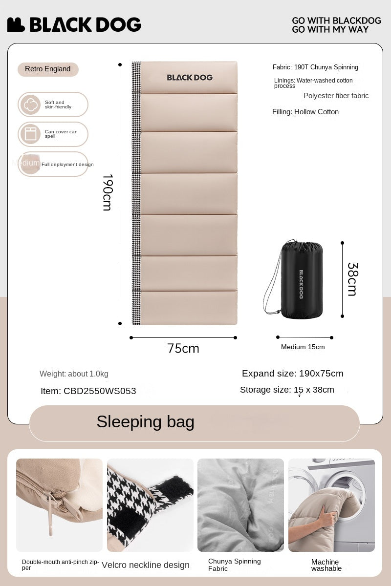 BLACKDOG Envelope Sleeping Bag Portable Ultralight Double Spring Autumn Warm Adult Sleeping Bag 210T Polyester Pongee Camping Outdoor Travel Hiking