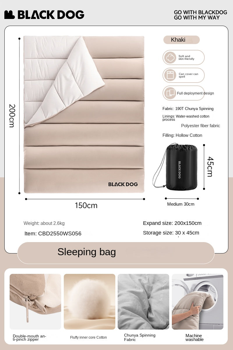 BLACKDOG Envelope Sleeping Bag Portable Ultralight Double Spring Autumn Warm Adult Sleeping Bag 210T Polyester Pongee Camping Outdoor Travel Hiking