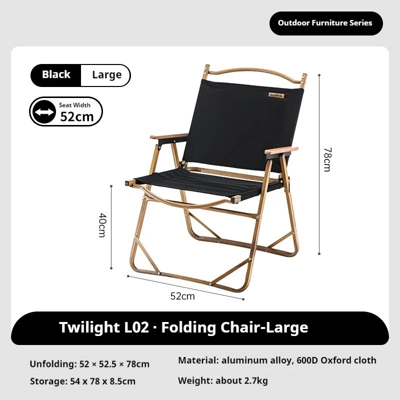 Naturehike TWILIGHT Series Outdoor Portable Foldable Camping Kermit Chair Aluminum Alloy Wood Grain up to 120KG Load 600D Oxford Cloth Camp Lightweight