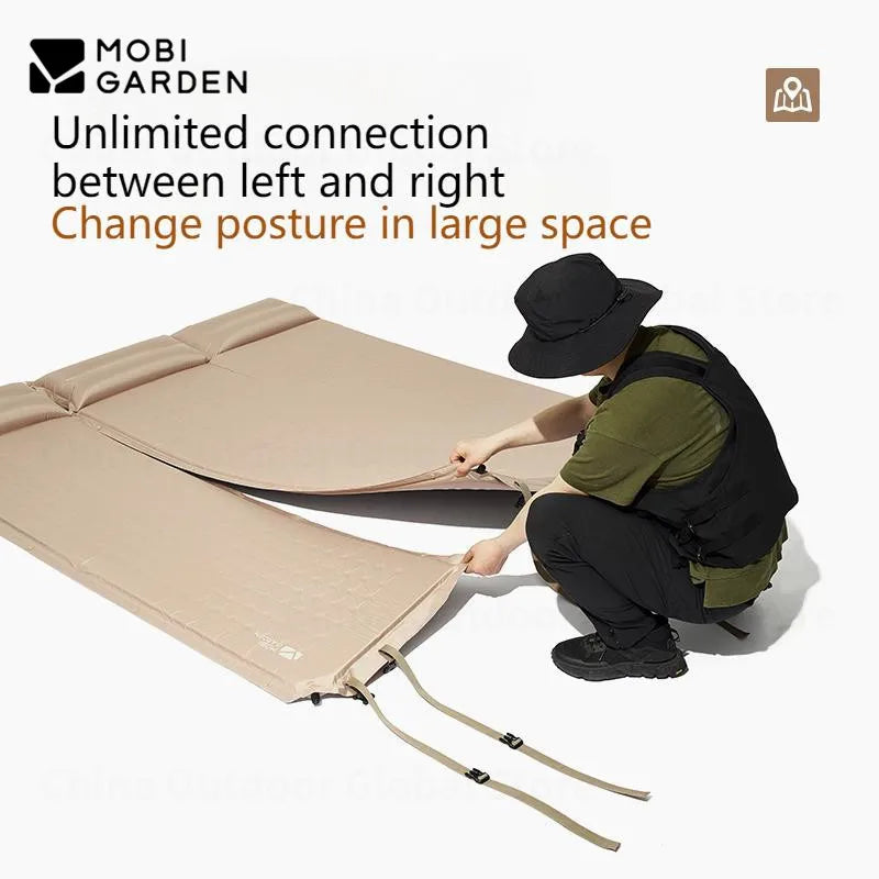 MOBI GARDEN Automatic Inflatable Camping Mat Tent 1 / 2 Persons Sleeping Mattress Cushion Pad With Built-in Pillow Sliceable Moisture Proof Mattress