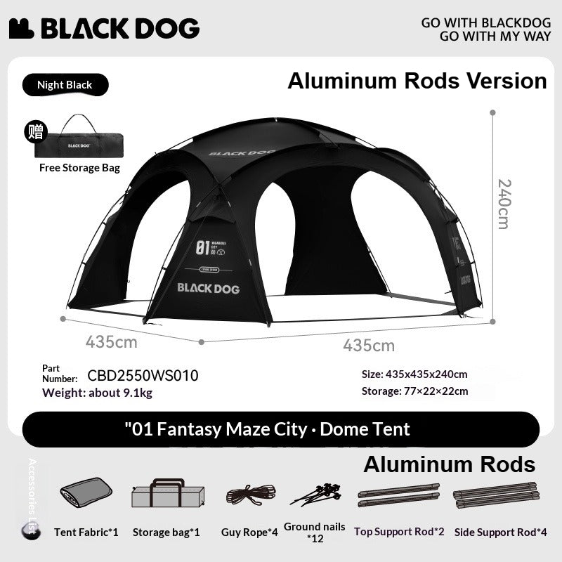 Blackdog WONDERLAND Series Modular Dome Tent Geodesic Style Tactical Black Multiple Setup Large Space Unlimited Connection Outdoor Camping Tent Rainproof