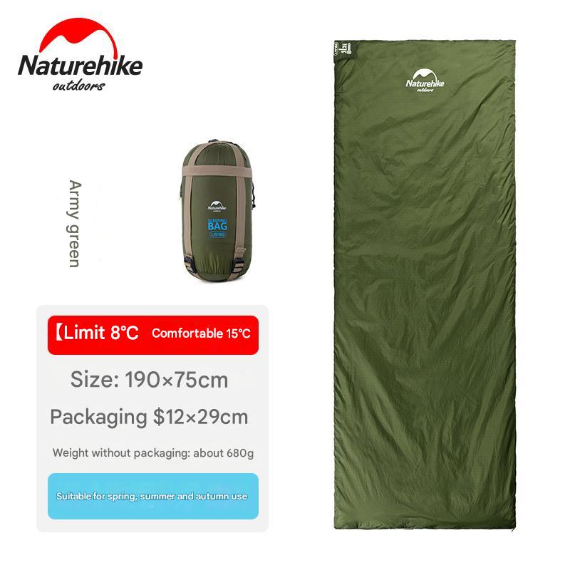 Naturehike Mini Envelope Sleeping Bag Outdoor LW180 Portable Ultralight Breathable Cotton Fabric Thick Foam for Tent Adult Comfortable Camp Sleep Bed Pad