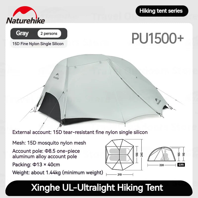 Naturehike Star River UL Ultralight Backpacking Hiking Tent Camping PRO 2 Person 2 Door Double Layer 15D Nylon Waterproof Three Seasons Canopy Awning