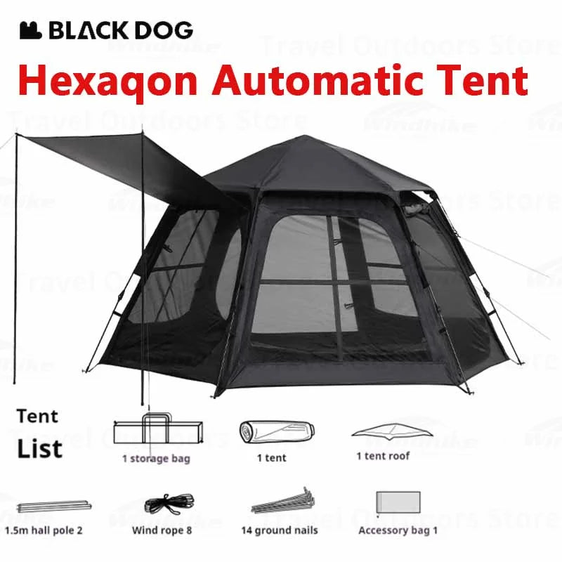 BLACKDOG Six Dome Hexagonal Automatic Tent Portable Lightweight Hexagon One-touch Automatic Quick-open Tent Waterproof Cabin Windscreen House