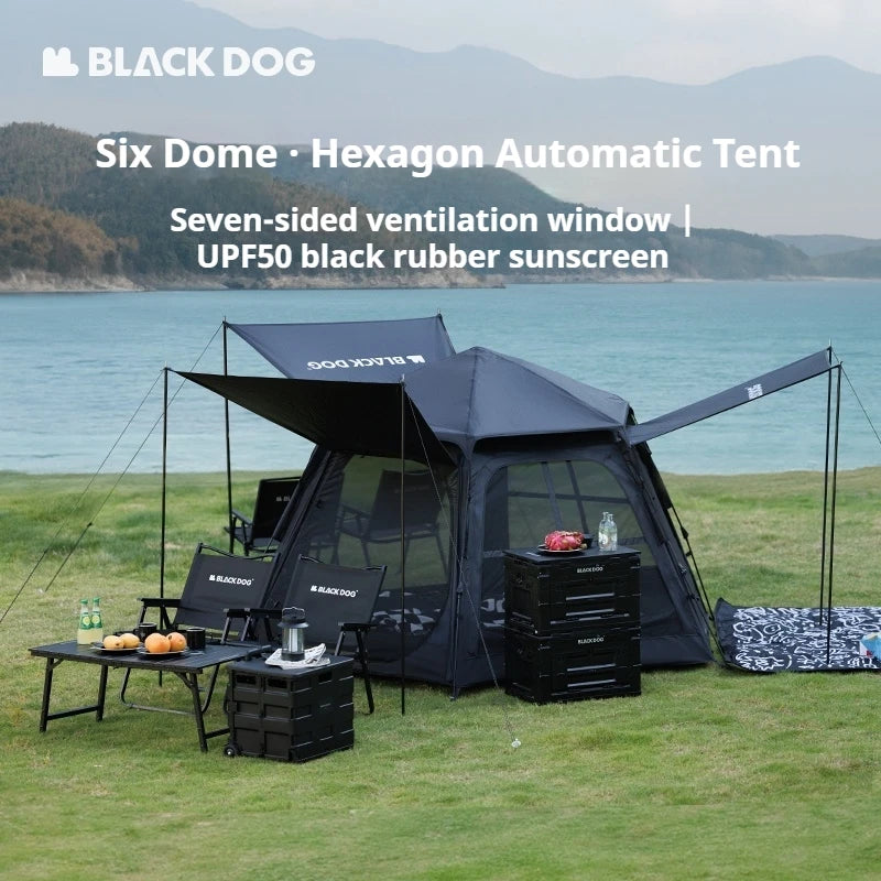 BLACKDOG Six Dome Hexagonal Automatic Tent Portable Lightweight Hexagon One-touch Automatic Quick-open Tent Waterproof Cabin Windscreen House