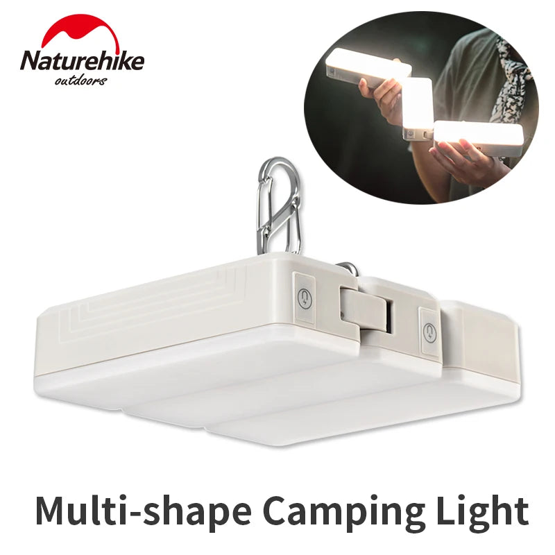 Naturehike Refractive Outdoor Camp Lamp Portable Folding Multi-shape Light Rechargeable Tent Lamp Waterproof Hanging USB LED Lantern Hook Flashlight