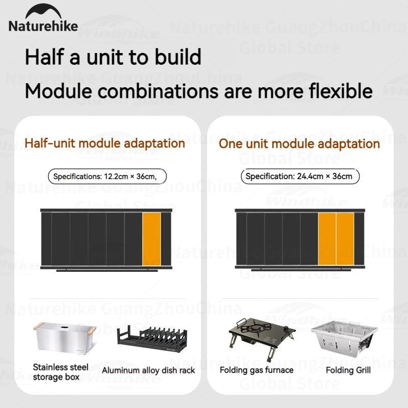 Naturehike IGT Aluminum Alloy Folding Table Camping Outdoor Multifunctional Portable Lightweight Quick-Open Table Removable BBQ Grill Wood Picnic Fishing Hiking Travel Heavy Duty Original Nature Hike