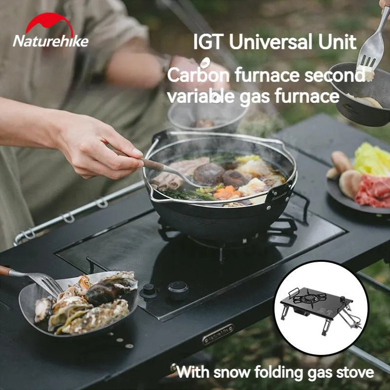 Naturehike IGT Modular Barbecue Grill Table Portable Folding Stainless Steel Tea Hot Pot Cooking Table For 4-6 Persons Outdoor Camping Hiking Travel Heavy Duty Original Nature Hike