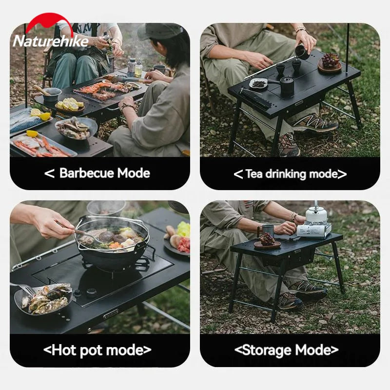 Naturehike IGT Modular Barbecue Grill Table Portable Folding Stainless Steel Tea Hot Pot Cooking Table For 4-6 Persons Outdoor Camping Hiking Travel Heavy Duty Original Nature Hike