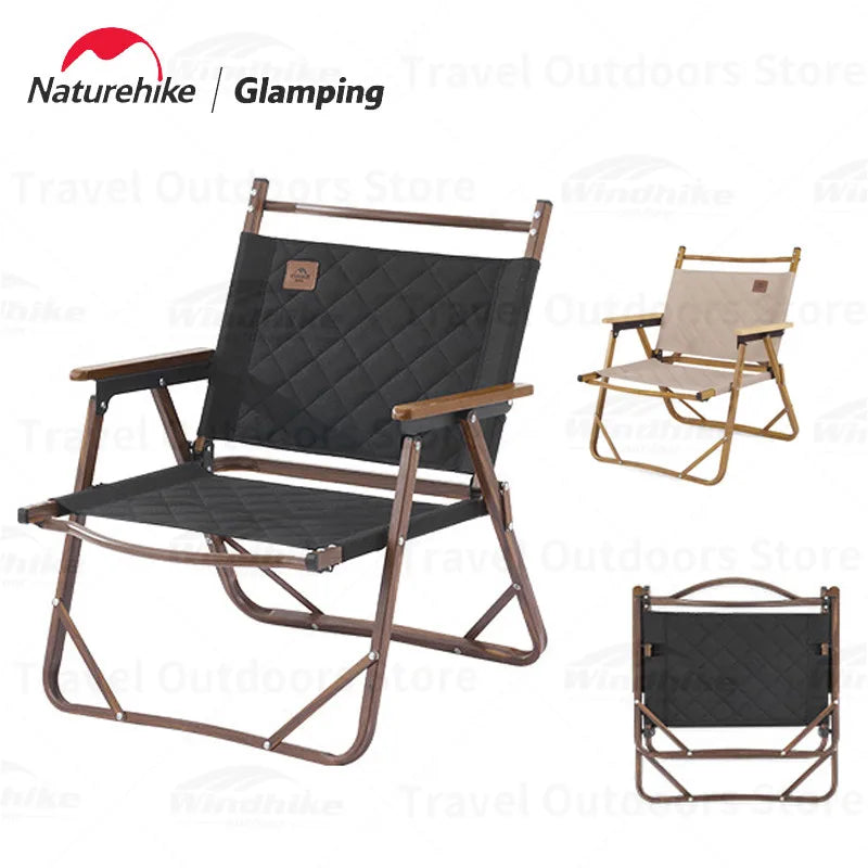 Naturehike MW02 Camping Folding Chair Portable Thickened Soft Cotton Cushion 1 Person Kermit Chair Outdoor Backrest Fishing Comfortable Breathable L02