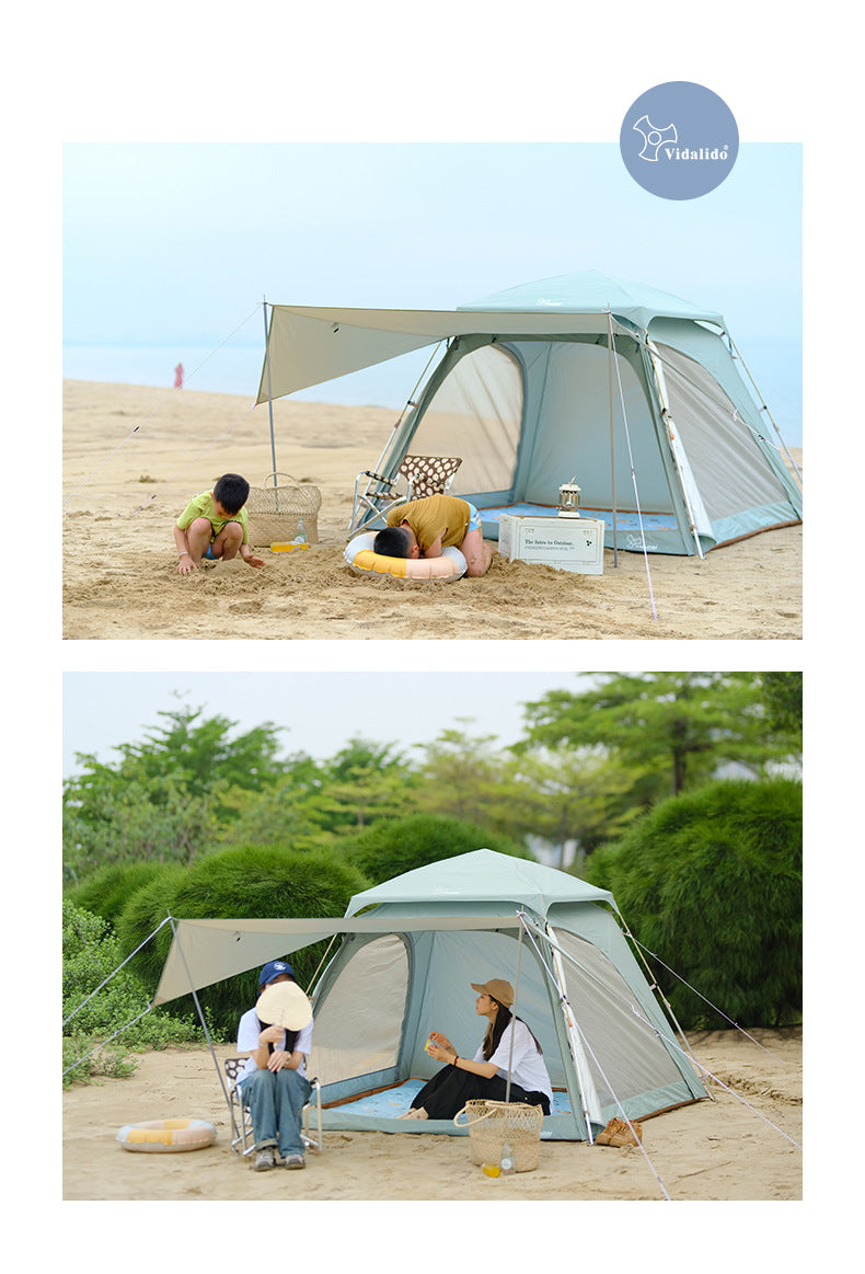 Vidalido BUGU Dome Style Automatic Tent Portable Lightweight Foldable Quick Opening Ventilated Tent for 2-4 Person Rainproof Sunscreen Breathable