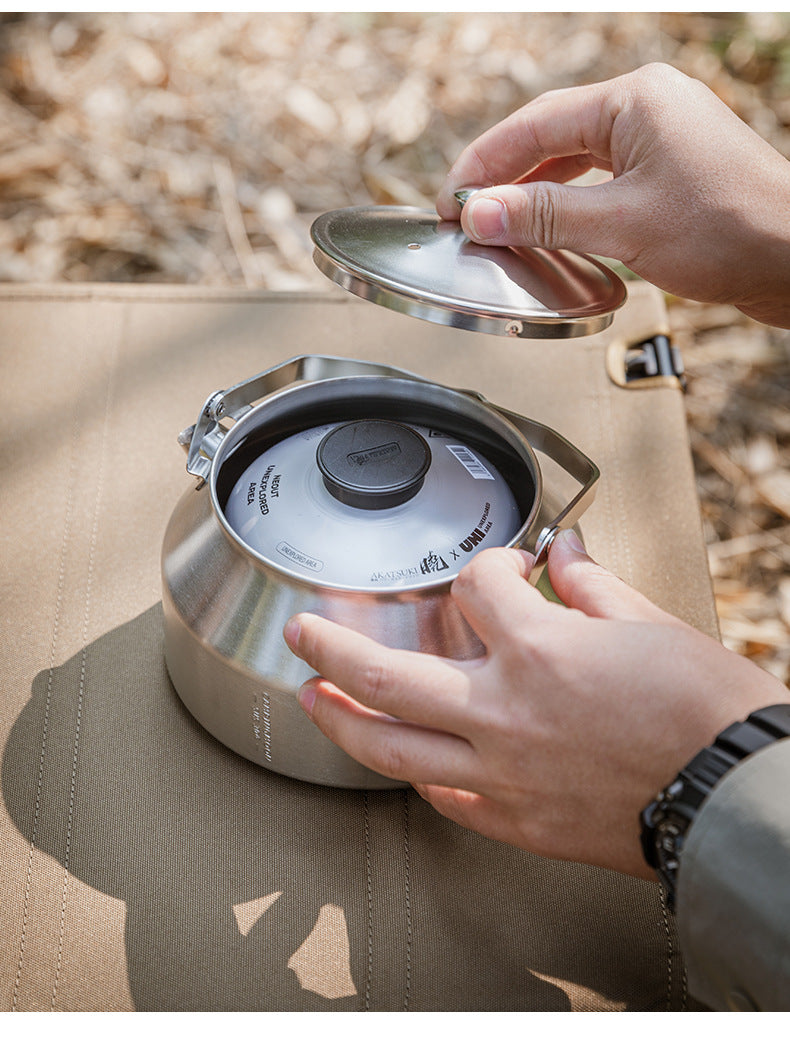 Campingmoon SW-1 Stainless Steel Teapot Portable Lightweight Outdoor Camping Kettle Pot 0.6-1L Coffee Tea Cookware With Net Storage Bag Heavy Duty