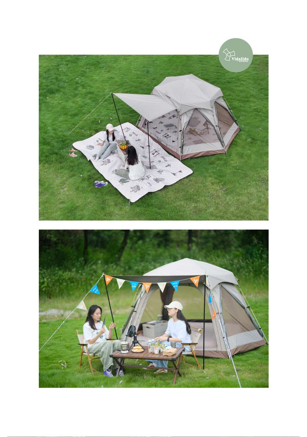 Vidalido Hexagonal Automatic Family Dome Style Tent Portable Lightweight Folding for 4-6 Person Leisure Quick Opening Sunshade Dome Shelter Tent