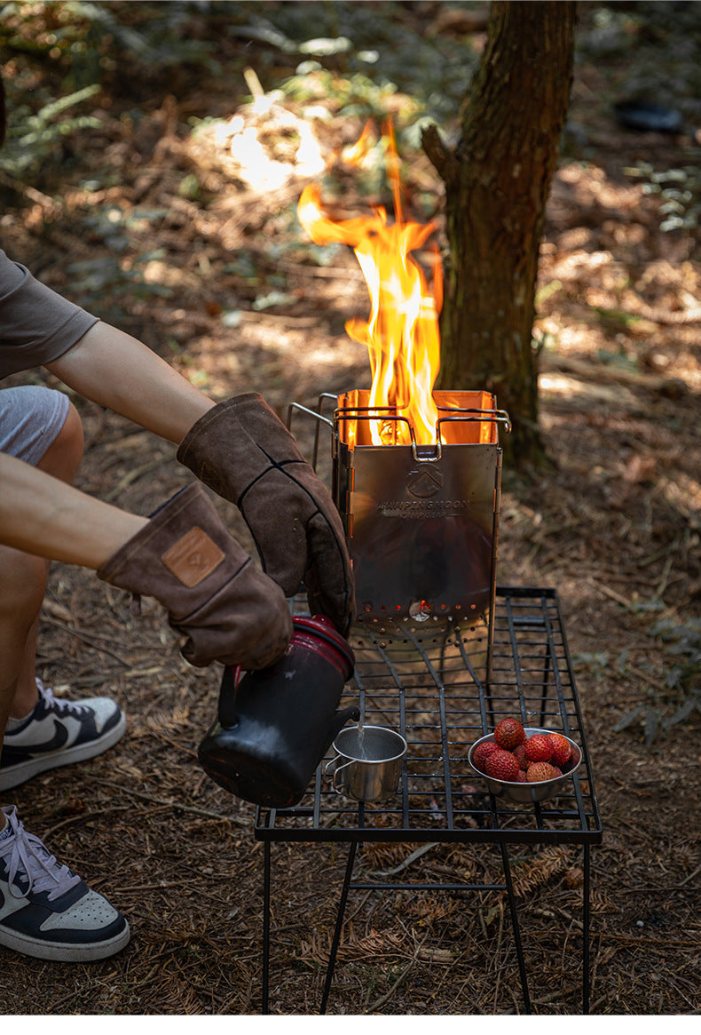 Campingmoon MT-19 Large Folding Firewood Stove Portable Fire Starter Charcoal Burner Grill Stove with Storage Bag Outdoor Tool Equipment MT-19-W