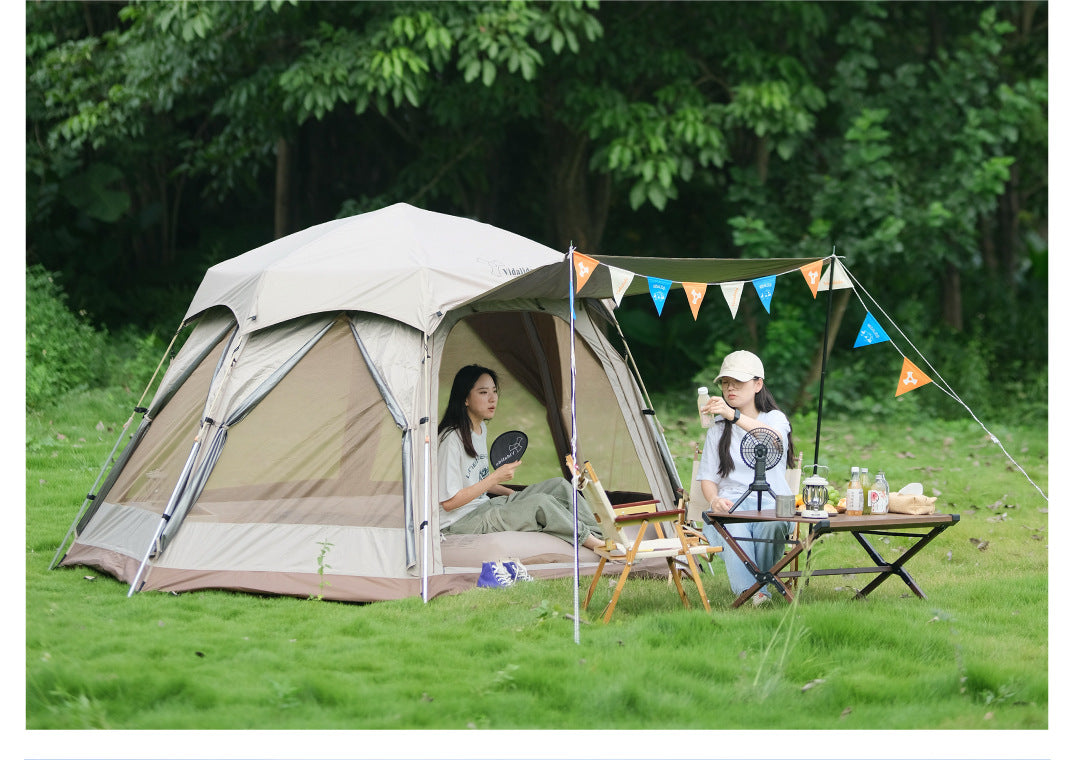 Vidalido Hexagonal Automatic Family Dome Style Tent Portable Lightweight Folding for 4-6 Person Leisure Quick Opening Sunshade Dome Shelter Tent