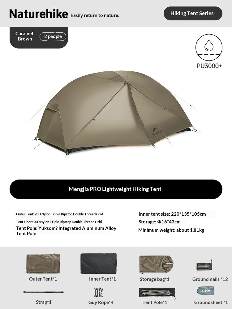 Naturehike MONGAR Series UL and PRO Tent Portable Ultralight 1-3 Persons 20D Nylon Rainproof Expandable Canopy Double Layer Camping Hiking Backpacking Tent