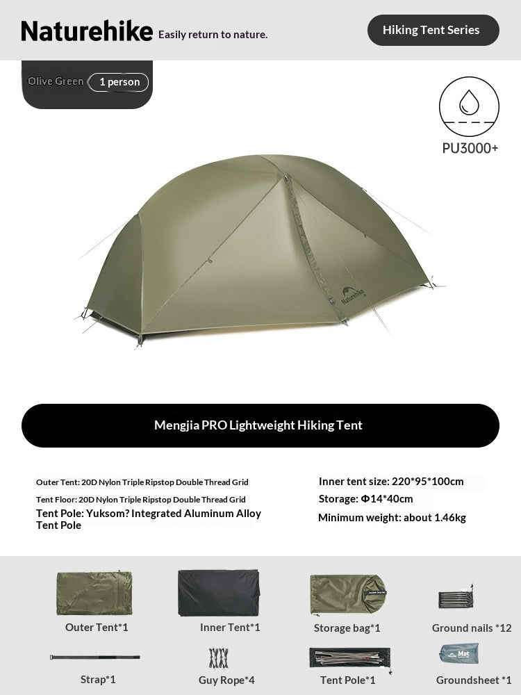 Naturehike MONGAR Series UL and PRO Tent Portable Ultralight 1-3 Persons 20D Nylon Rainproof Expandable Canopy Double Layer Camping Hiking Backpacking Tent