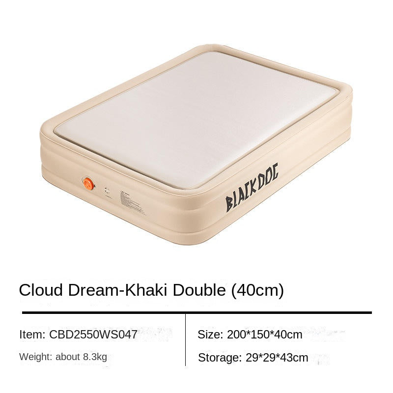 Blackdog DREAM CLOUD Air Inflatable Bed Premium Brushed Single Queen Size 40/20cm Thick Black Ultra Comfortable Soft Outdoor Use Sleeping Pad Mattress