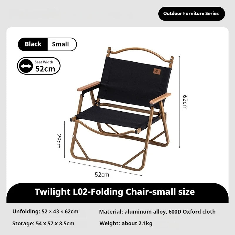 Naturehike TWILIGHT Series Outdoor Portable Foldable Camping Kermit Chair Aluminum Alloy Wood Grain up to 120KG Load 600D Oxford Cloth Camp Lightweight