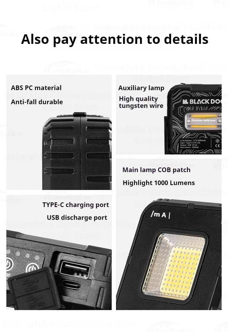 Blackdog All Terrain Double-Sided Camping Light Waterproof IPX5 Rechargeable Emergency Lamp 1000lm 5000mAh Long Battery Light Outdoor Lighting