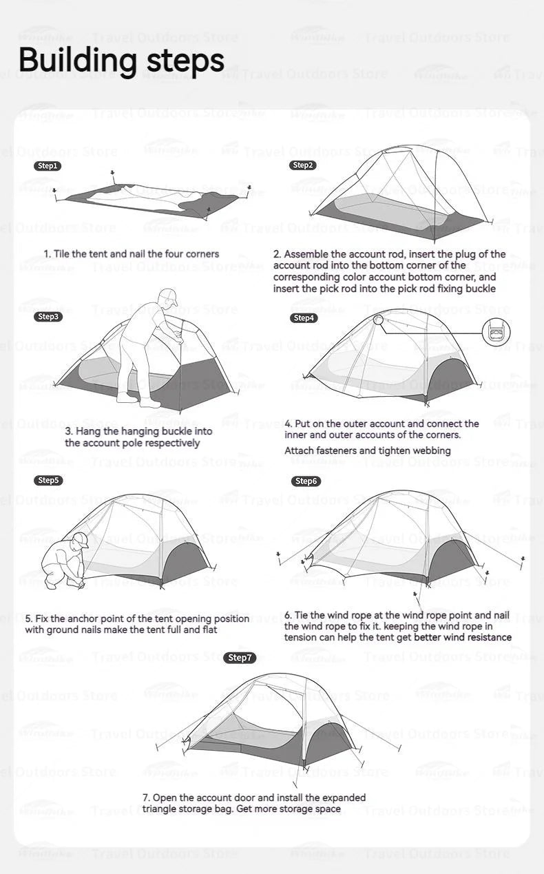 Naturehike Star River UL Ultralight Backpacking Hiking Tent Camping PRO 2 Person 2 Door Double Layer 15D Nylon Waterproof Three Seasons Canopy Awning