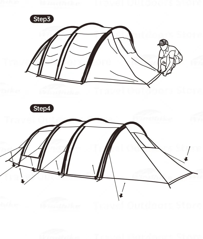 [Pre-Order] Naturehike Cloud Vessel Tunnel Tent With Snow Skirt Large Multi-Person Outdoor Camping Supplies Equipment Travel Tourist tent