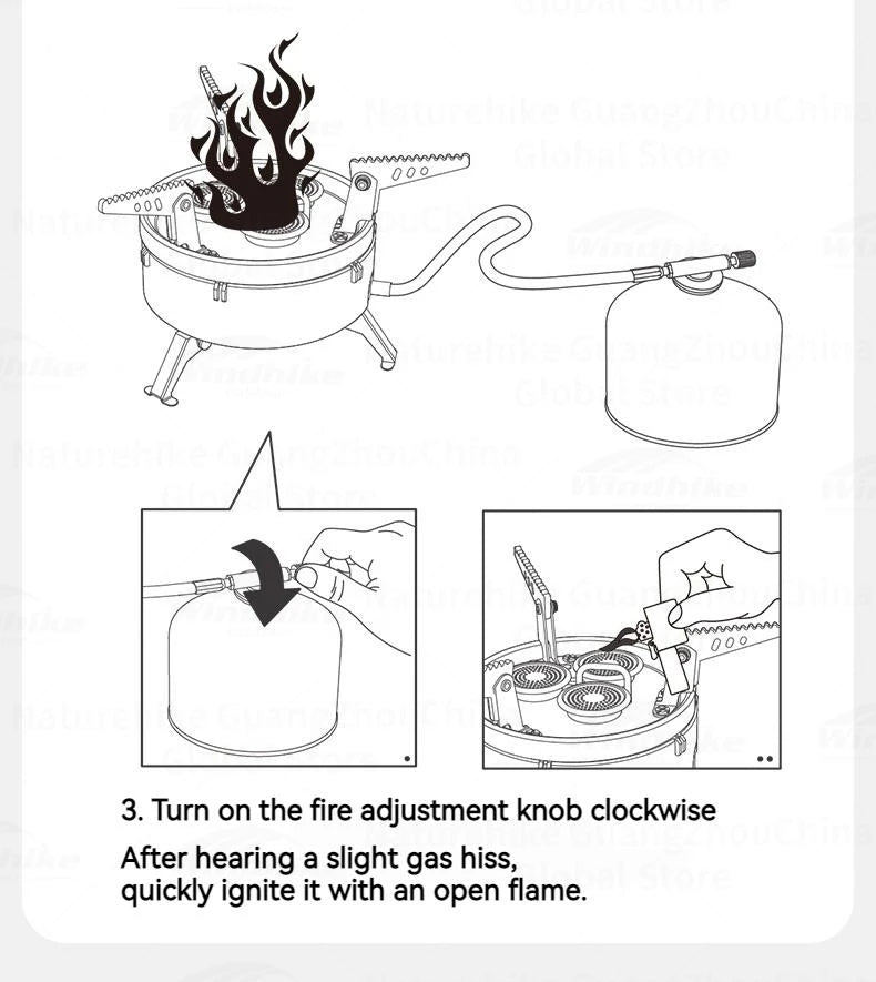 Naturehike DARK STAR Three Head Stove Camping 3300W High Power IGT Gas Stove Portable Foldable Ultralight Burner Furnance Cooker Heater Outdoor Hiking Beach Picnic Travel Heavy Duty Original Nature Hike