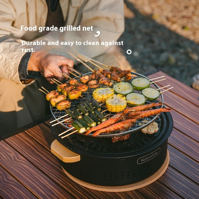 Naturehike MOYAN Desktop BBQ Grill Portable Multi-functional Round Stove Pot Charcoal Barbecue Stove Fire Pit High Temperature Resistant Outdoor