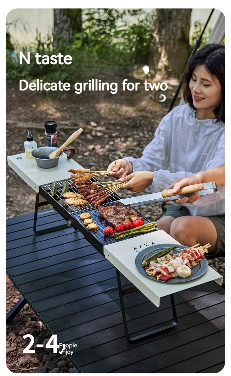 Naturehike Folding Barbecue Table Grill Box Portable Lightweight Multifunctional Foldable Black White BBQ Grill Rack Stove Table Supply Camping Outdoor Cooking Hiking Picnic Barbecue Beach Travel Heavy Duty Original Nature Hike