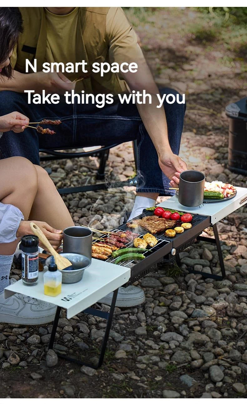 Naturehike Folding Barbecue Table Grill Box Portable Lightweight Multifunctional Foldable Black White BBQ Grill Rack Stove Table Supply Camping Outdoor Cooking Hiking Picnic Barbecue Beach Travel Heavy Duty Original Nature Hike