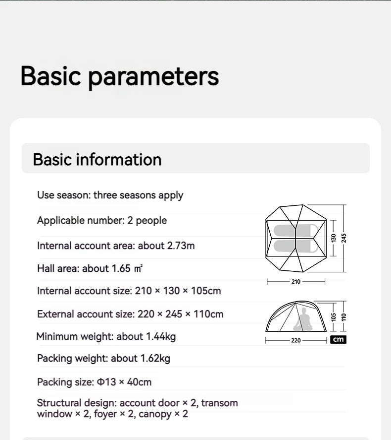 Naturehike Star River UL Ultralight Backpacking Hiking Tent Camping PRO 2 Person 2 Door Double Layer 15D Nylon Waterproof Three Seasons Canopy Awning