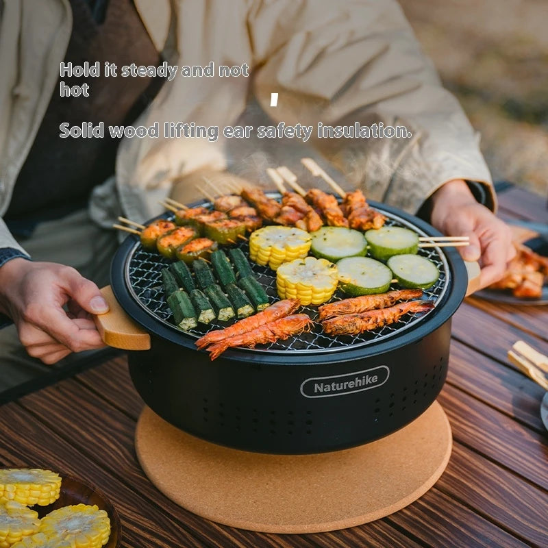Naturehike MOYAN Desktop BBQ Grill Portable Multi-functional Round Stove Pot Charcoal Barbecue Stove Fire Pit High Temperature Resistant Outdoor