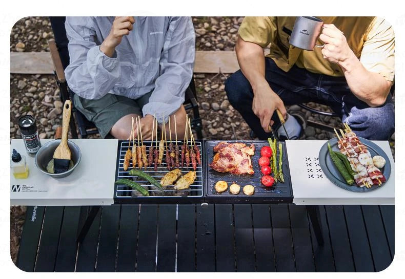 Naturehike Folding Barbecue Table Grill Box Portable Lightweight Multifunctional Foldable Black White BBQ Grill Rack Stove Table Supply Camping Outdoor Cooking Hiking Picnic Barbecue Beach Travel Heavy Duty Original Nature Hike