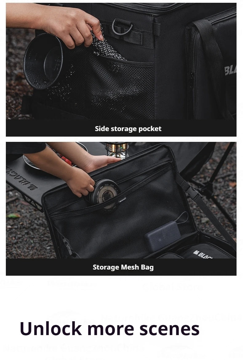 Blackdog Tactical Storage Bag Portable Foldable 51L Large Capacity Multifunctional Table Camp Gear Box Side Door Handbag Outdoor Camping Accessories 600D Oxford Cloth