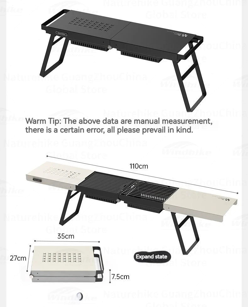 Naturehike Folding Barbecue Table Grill Box Portable Lightweight Multifunctional Foldable Black White BBQ Grill Rack Stove Table Supply Camping Outdoor Cooking Hiking Picnic Barbecue Beach Travel Heavy Duty Original Nature Hike