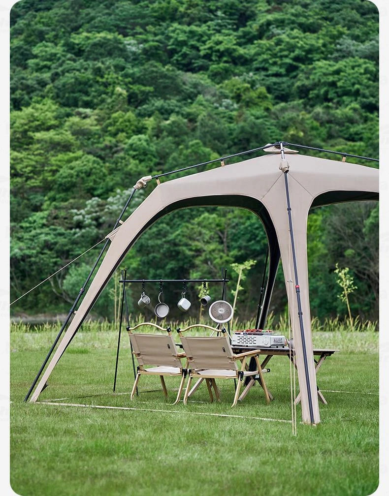 MOBI GARDEN Holiday Dome Automatic Canopy P08.0 Awning Tent Lotus Leaf Waterproof UPF50+ Black Coating Sunshade 4-6 Person Quick Opening Vinyl 10㎡