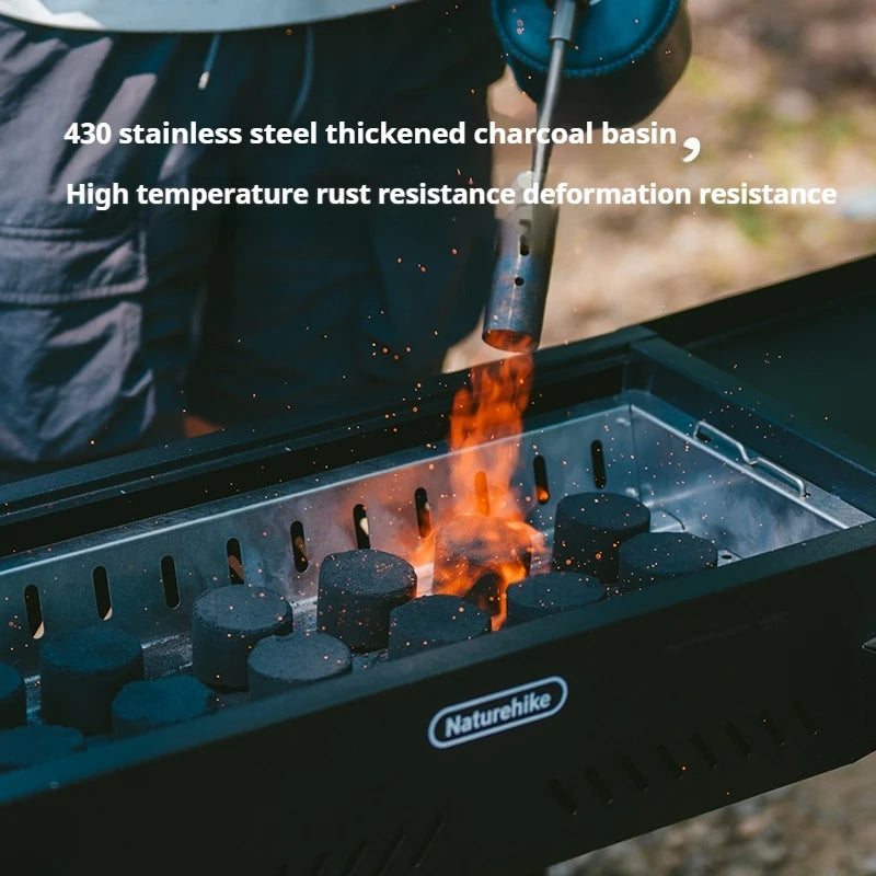 Naturehike Ink Smoke Vertical Barbecue Grill Portable Foldable Multi Functional BBQ Griller Food Grade Grilled Net Thickened Charcoal Basin Outdoor